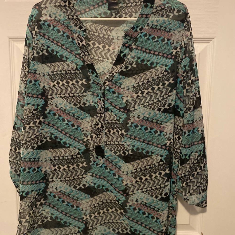 Sheer Multicolor Patterned Blouse